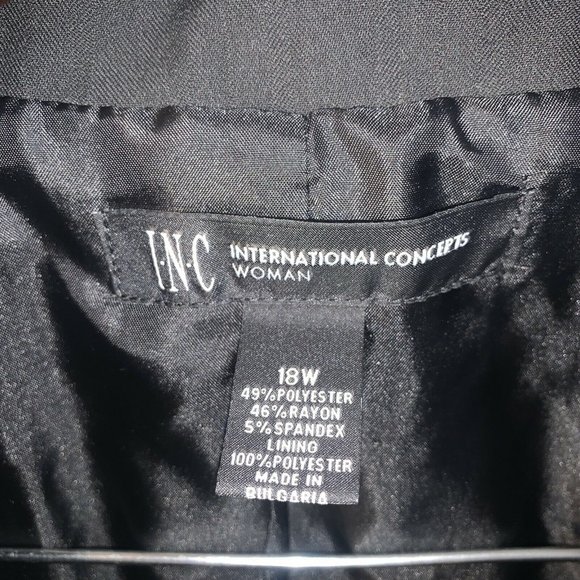 INC International Concepts size 18w Black Pinstriped Lined Blazer Jacket Woman - Picture 2 of 6